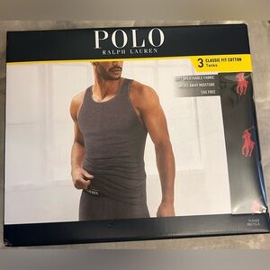 NWT Polo Ralph Lauren. 3 Pack. Classic Fit Cotton Tank  PBD MSRP $49.50 Large